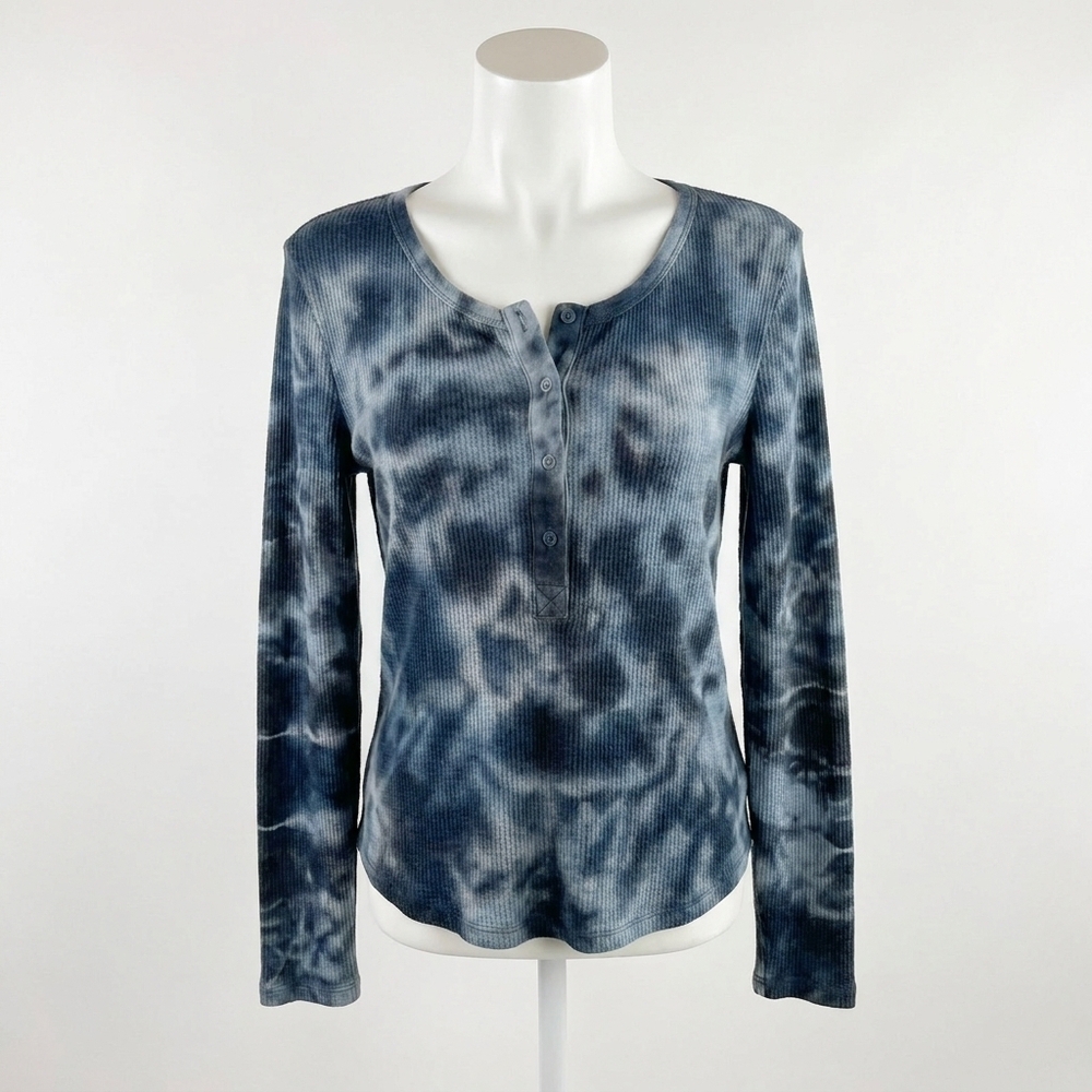 NEW SPLENDID forever henley top in midnight tie dye